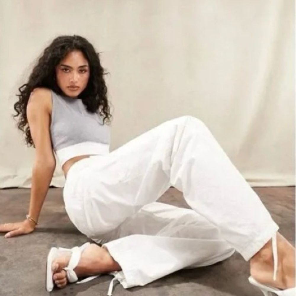 Calson Drawstring Elastic Waist Linen Blend Pants Light Beige Small